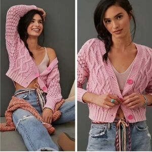 Anthropologie Pilceo Pink Cable Knit Sweater!!